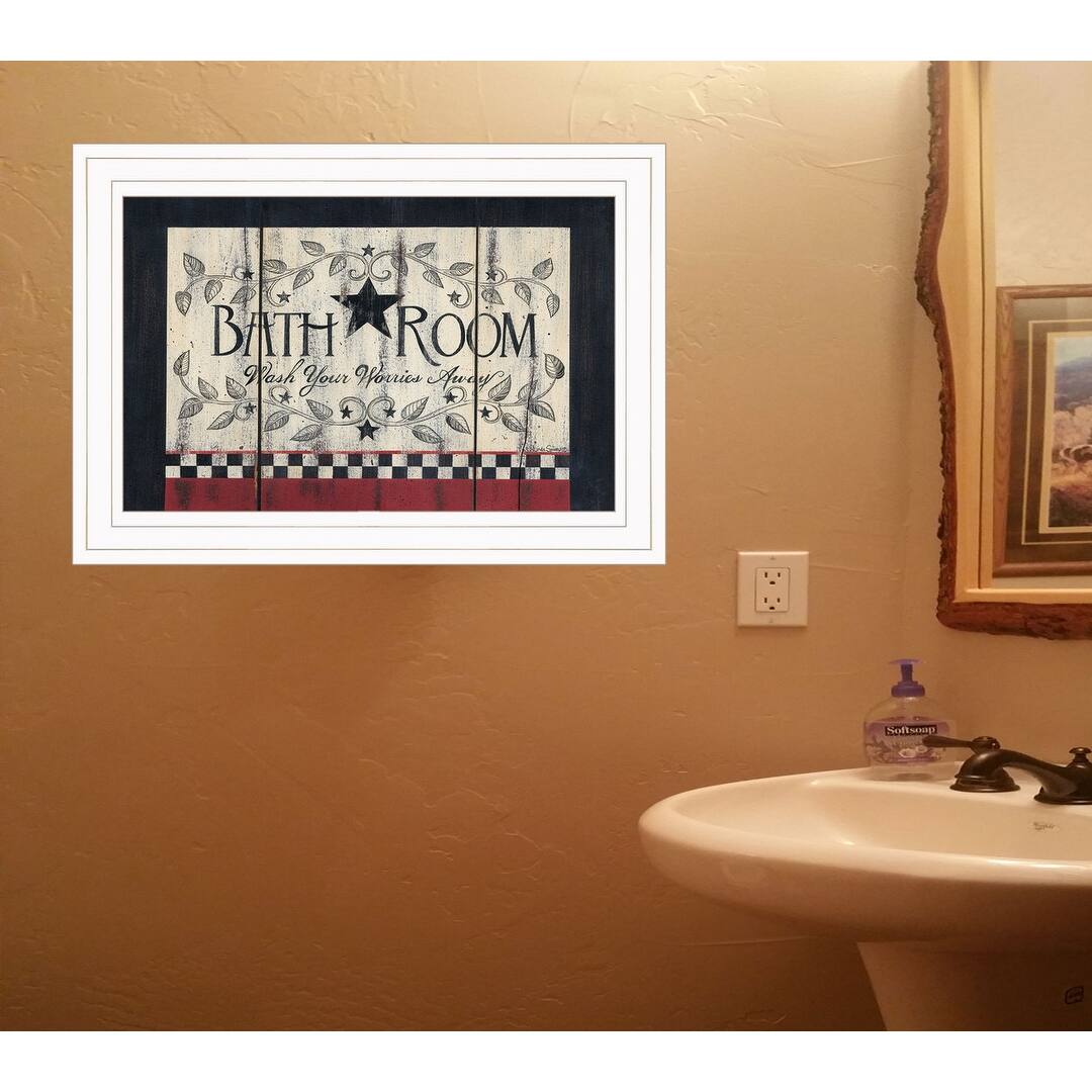 TrendyDecor4U Farmhouse "Bathroom" Framed Print Wall Art by Linda